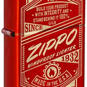 Zippo It Works Design Metallic Red Pocket Lighter